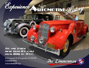 Zimmerman Automobile Driving Museum ad with vintage cars